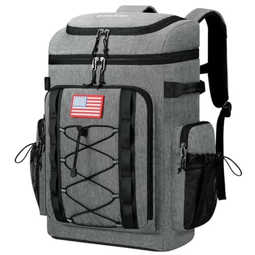 Maelstrom 35/50 Can Insulated Backpack Cooler, Leakproof Soft Lunch Ice Bag - color: Grey, size: 50 Can