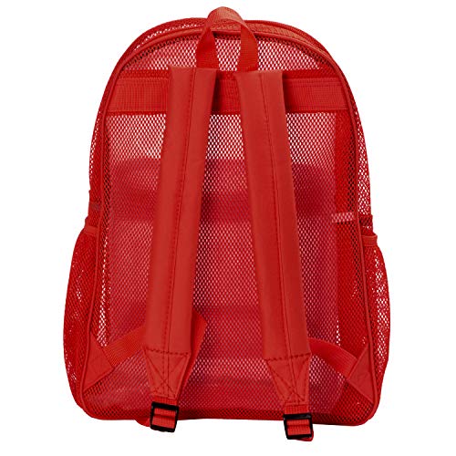 K-Cliffs Heavy Duty Mesh Backpack Quality Classic Student Net Bookbag Durable See Through Simple Netting Daypack Basic School Bag Red - color: Red
