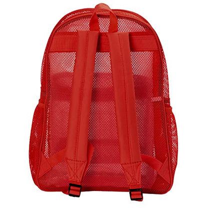K-Cliffs Heavy Duty Mesh Backpack Quality Classic Student Net Bookbag Durable See Through Simple Netting Daypack Basic School Bag Red - color: Red