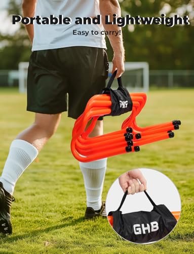 GHB Agility Hurdles 8" Speed Agility Training Hurdles, Detachable Sturdy Hurdles Training Equipment Set with Carry Bag for Kids,Athletes,Soccer,Basketball - size: 10 Pack