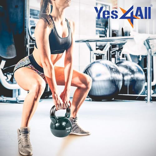 Yes4All Kettlebell, Vinyl Coated Kettlebell Cast Iron Sets with Stable Flat Bottom for Full Body Workout, Push up, Grip Strength Training & Weights Exercises - color: Multicolor, style: 5 - 30lb