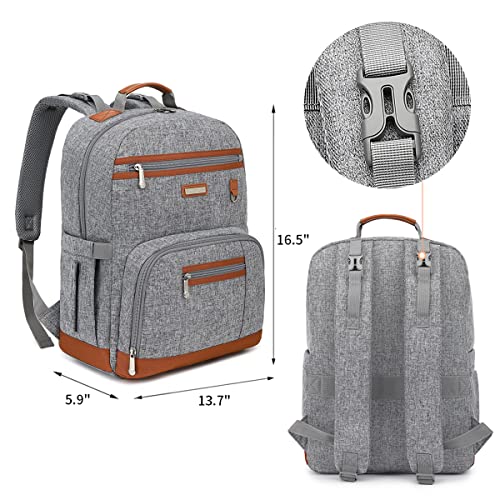 Diaper Bag Backpack, Large Baby Nappy Bags with Portable Changing Pad for Boys and GirlsMultifunction Travel Baby Bag for Moms Dads, Shower Gifts Waterproof and Stylish，Grey - color: Grey