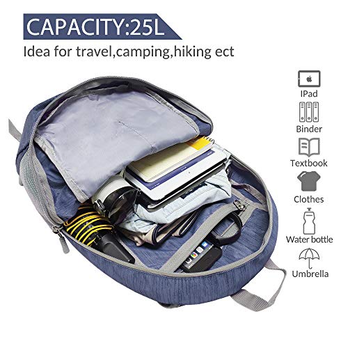 ZOMAKE 25L Ultra Lightweight Packable Backpack, Foldable Hiking Backpacks Water Resistant Small Folding Daypack for Travel(Navy Blue) - color: Navy Blue