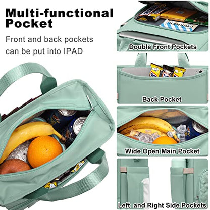 AIJIEKE Large Insulated Lunch Bag for Men Women, Leakproof Work Lunch Box | Keeps food fresh 8-12 hours. Spacious multi-pocket design with a removable strap. Water-resistant and easy-wipe interior - color: Green