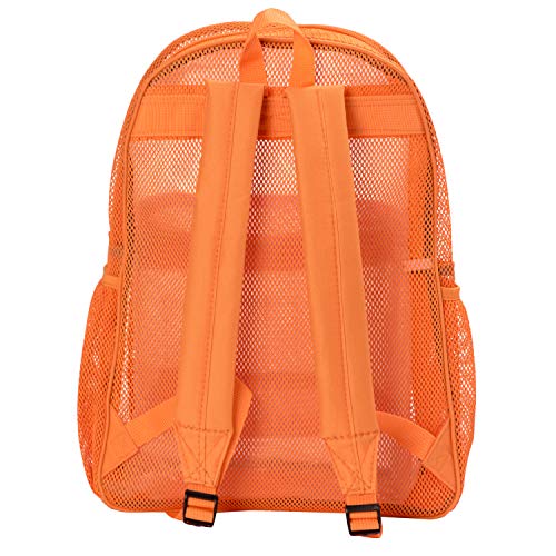 K-Cliffs Heavy Duty Mesh Backpack Quality Classic Student Net Bookbag Durable See Through Simple Netting Daypack Deluxe Basic School Bag Orange - color: Orange