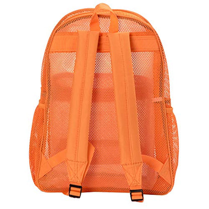 K-Cliffs Heavy Duty Mesh Backpack Quality Classic Student Net Bookbag Durable See Through Simple Netting Daypack Deluxe Basic School Bag Orange - color: Orange