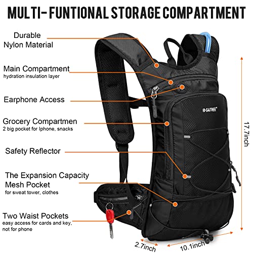 G4Free Insulated Hydration Backpack Pack with 2L BPA Free Bladder for Outdoor Running Hiking Cycling Camping - color: Black