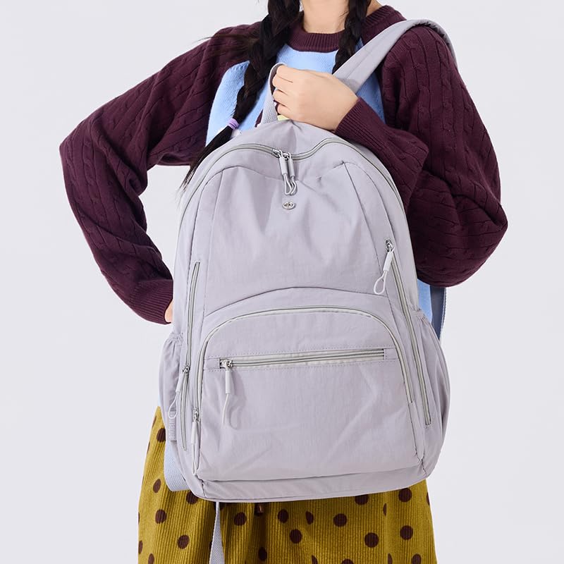 Backpack for Women, Work College Laptop Backpack, Lightweight Travel Backpack Purse, Casual Daypack Bag (Grey) - color: Grey