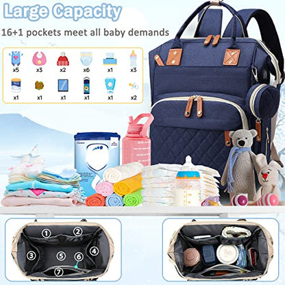 SHITIESHOU Diaper Bag Backpack Baby Bag, Baby Girl Boy Diaper Bag for Dad Mom with Pad, 16 Pockets, Pacifier Case, Large Diaper Bags Unisex for Travel (Blue) - color: Dark Blue1