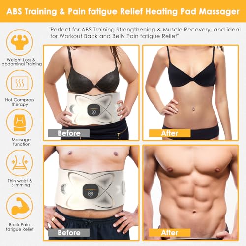 FAD Cleard - Abs Sculptor, Ab Stimulator Belt with Heating Pad for Belly Fat Burning, ab Toner Muscle Stimulator for Stomach Exercise Smooth & Firm, Lower Back Massager for Pain Relief Unisex Gifts