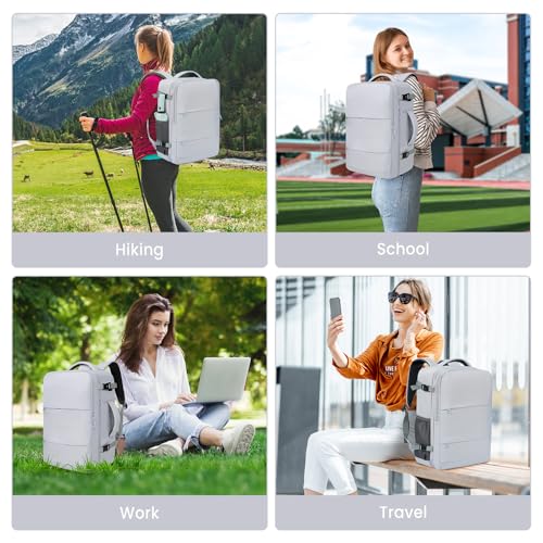 BAGAIL Travel Laptop Backpack, Carry on with USB Port, Luggage Bag for Holiday-Light Grey - color: Light Grey