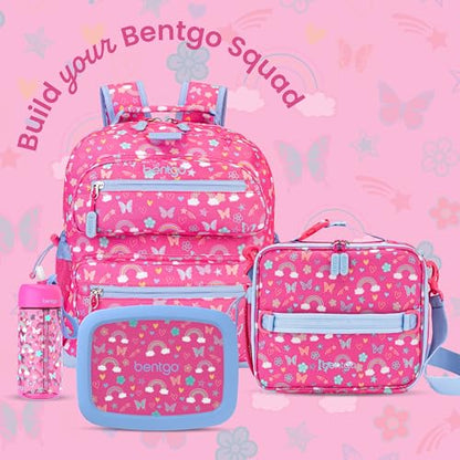 Bentgo Kids Lunch Bag - Double-Insulated, Reusable Lunch Bag for Kids 3+ with Adjustable Strap; Holds Lunch Box/Water Bottle/Snacks; Easy-Clean, Water-Resistant & Pockets (Rainbows & Butterflies) - color: Rainbows & Butterflies