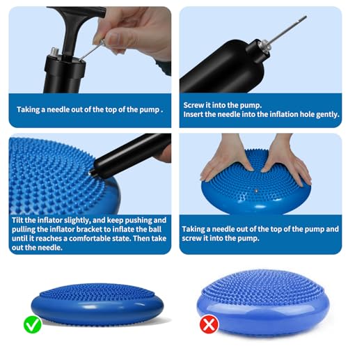 Wobble Cushion Set for Sensory Kids and Balance Training - Disc Plus 4 Pods, Board With Pump, Inflatable Stepping Pads for Adults - color: Blue