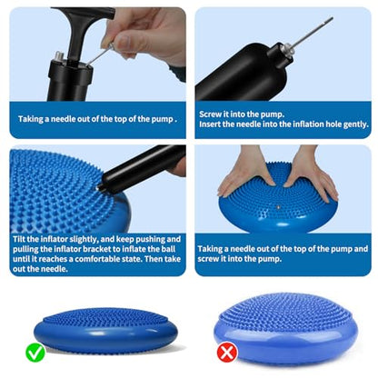 Wobble Cushion Set for Sensory Kids and Balance Training - Disc Plus 4 Pods, Board With Pump, Inflatable Stepping Pads for Adults - color: Blue