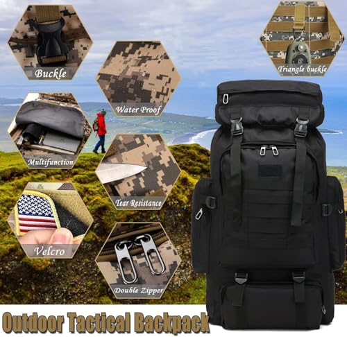 70L Hiking Backpack for Men, Waterproof Lightweight Camping Backpack, Military Rucksack with Molle, 3-Day Assault Pack for Travel, Climbing, Outdoor Sports (Urban Camouflage) - style: Urban Camouflage