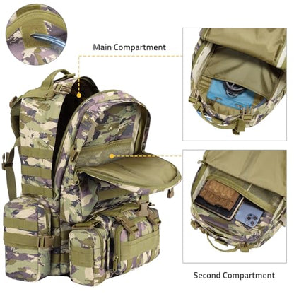 CVLIFE Tactical Backpack Military Army Rucksack 60L Large Assault Pack Detachable Molle Bag, Auriclash - color: Auriclash