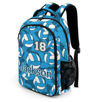 Sky Blue Volleyball Pattern Shoulders Backpack Laptop Bag Bookbags Personalized Casual Daypack for Sports Birthday Holiday Party Gift - color: Sky Blue Volleyball Pattern