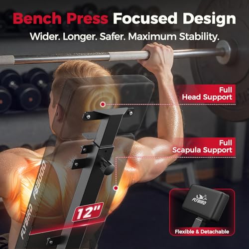 FLYBIRD Adjustable Weight Bench, Full Body Workout Bench for Home Garage Gym Strength Training, Incline Flat Decline for Sit Up Bench Press - color: black