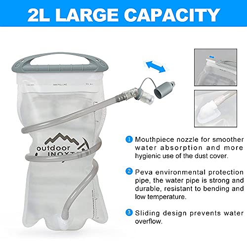 INOXTO Hydration Pack Backpack，18L Hydration Pack Lightweight Water Backpack with 2L Water Bladder Bag Daypack for Hiking Running Cycling Camping Hunting for Women Men