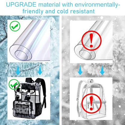 3Pcs Clear Backpack for Girls, School Kids Transparent Bookbag Set, 17" Stadium Approved See Through Backpack with Lunch Box (Black) - color: Plum Blossom Black
