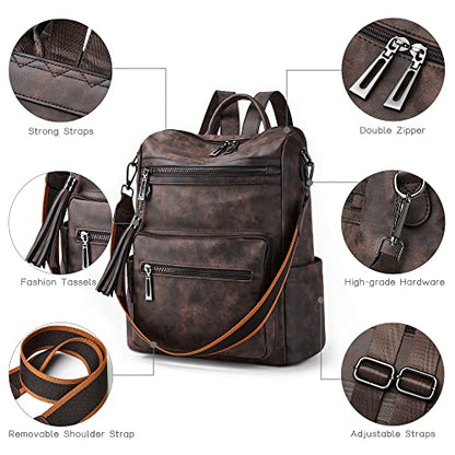 Shrrie Backpack Purse for Women Leather Backpack Fashion Designer Travel Backpack Convertible Shoulder Bag - color: 1-5-nubuck Coffee