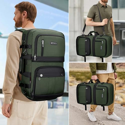 WITZMAN Carry on Travel Backpack for Men Women Laptop Backpack with USB Charging Port Airline Approved(B683 Army Green) - color: Army Green