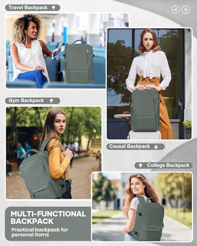 VECAVE Travel Backpack,Carry On Backpack for Women,Airline Flight Approved Waterproof 14 Inch Laptop Backpack with Shoe Compartment Casual Daypack Backpacks DarkGreen. - color: A-darkgreen-6, size: Small