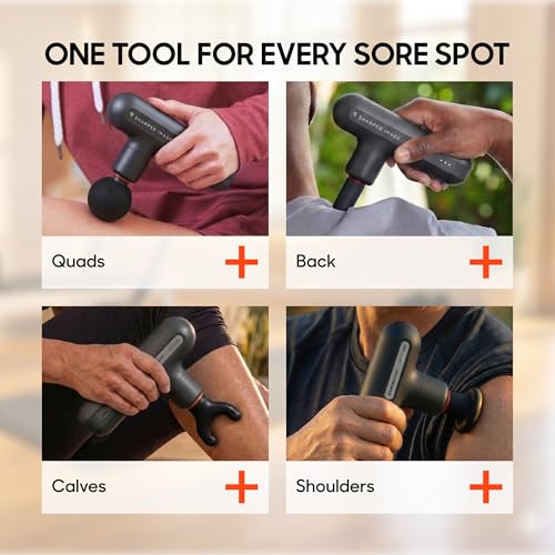 Sharper Image Powerboost Move Aero [New 2026 Version] Mini Deep Tissue Percussion Massage Gun| Muscle Recovery & Pain Relief Massage Tool| Full Body Back & Shoulder Massager| Travel Gift for Men Women - color: Gunmetal Grey