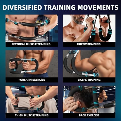 Power Twister Arm Trainer, 2026 New 40-100lb Adjustable Chest Workout Equipment, Portable Full Body Fitness Bar for Home Gym, Arm Trainer for Men, Detachable Spring Resistance Home Fitness Equipment