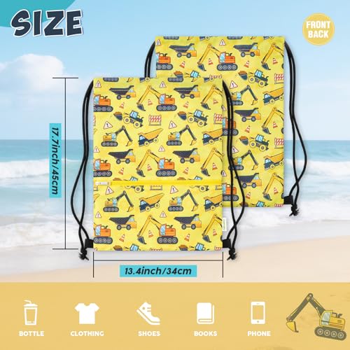 WAWASAM Kids Drawstring Backpack, Gym Swim Bag Cinch Bag for Girls Boys with Zipper Pocket - color: Truck