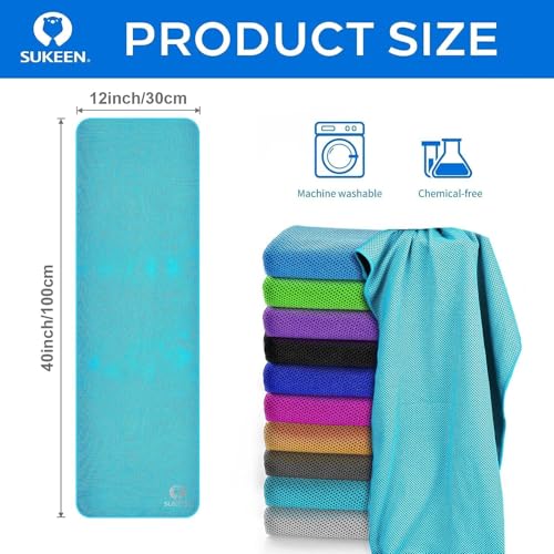 Sukeen Cooling Towel (40"x12"), Soft Breathable Cooling Towels for Neck and Face, Chilly Sweat Towel, Neck Cooling Wraps for Gym, Yoga, Sports, Camping, Hiking - color: Dark Blue/Grey/Pink/Lake Blue/Black/Green/Brown/Purple/Blue/Dark Grey
