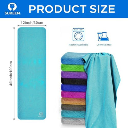 Sukeen Cooling Towel (40"x12"), Soft Breathable Cooling Towels for Neck and Face, Chilly Sweat Towel, Neck Cooling Wraps for Gym, Yoga, Sports, Camping, Hiking - color: Dark Blue/Grey/Pink/Lake Blue/Black/Green/Brown/Purple/Blue/Dark Grey