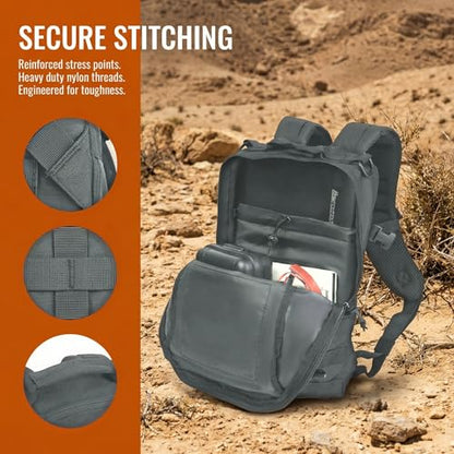 Small Tactical Hiking Backpack, 12L MOLLE Bookbag Daypack for Travel | MOLLE webbing expands carry options;compact,lightweight design fits hiking,school,camping,travel and daily use - color: Grey