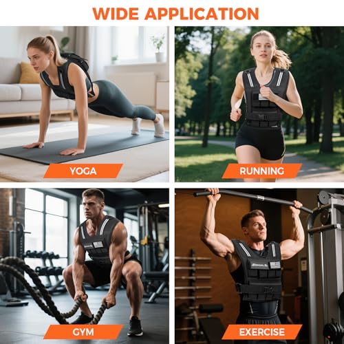 BAGAIL Weighted Vest Men, 20lb/30lb/40lb Adjustable Weight Vest for Woman with Removable Iron Weights, Women’s Rucking Vest for Walking, Workout, Running, Strength Training - size: 20 lb