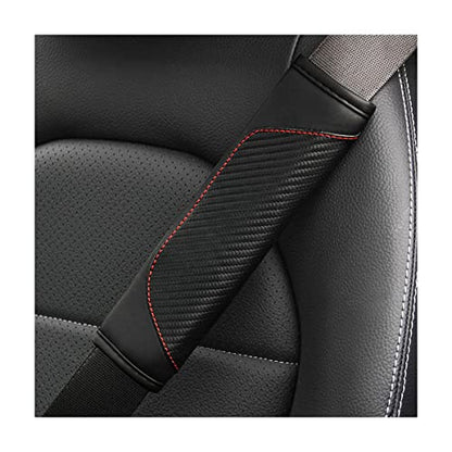 AUCELI 2PCS Car Seat Belt Cover, Carbon Fiber Seatbelt Shoulder Strap Covers, Breathable Leather Soft Harness Pad Protect Your Neck and Shoulder Compatible with Cars - color: Black