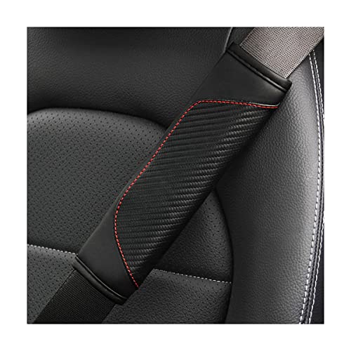 AUCELI 2PCS Car Seat Belt Cover, Carbon Fiber Seatbelt Shoulder Strap Covers, Breathable Leather Soft Harness Pad Protect Your Neck and Shoulder Compatible with Cars - color: Black