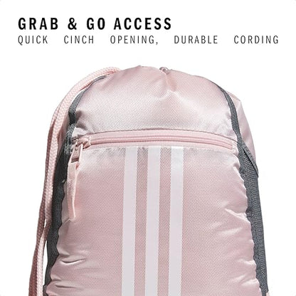 adidas Alliance Sackpack – Drawstring Backpack for Sports, Small Gym Bag, Sandy Pink/White/2, OSFA - color: Sandy Pink/White/2