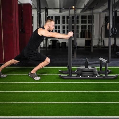 Dolibest Weight Sled, Fitness Sled, Workout Sled for Fitness Strength Training and Speed Improvement, Push-Pull Prowler Training, Suitable for 1-2" Weight Plates, Black - color: Black Push-Pull Sled