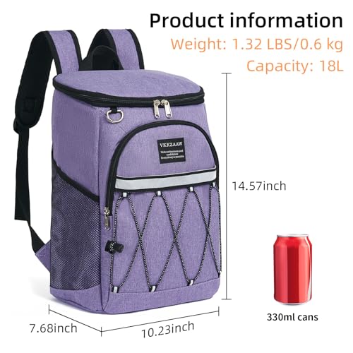 Backpack Cooler Backpack 26 Cans Insulated Leak Proof for Women Men Beach Camping Picnic Fishing Hiking Lunch Backpack Waterproof Cooler - color: Purple, size: Medium