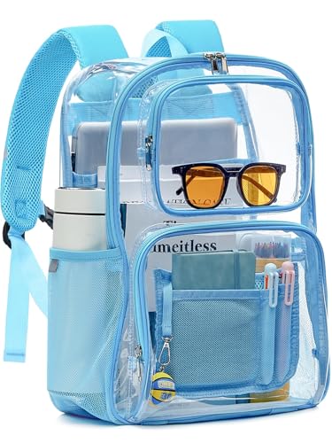 Clear Backpack Heavy Duty for Women Men Boys Girls, Large Clear Bookbag See Through Backpack for School College - color: 4#light-3m Reflective Strips