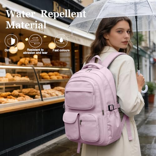 Backpack for School Teens Boys Girls, Large Capacity School bag for Men Women, Cute Bookbag for Students, Lightweight College backpack with lots of pockets(Pink) - color: Pink