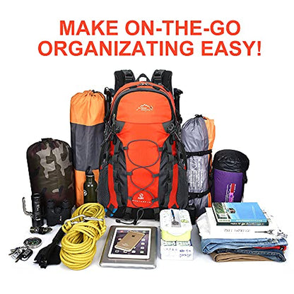 INOXTO lightweight Hiking Backpack 35L/40L Hiking Daypack with Waterproof Rain Cover for Travel Camping Outdoor Men and Women - color: 40l Orange