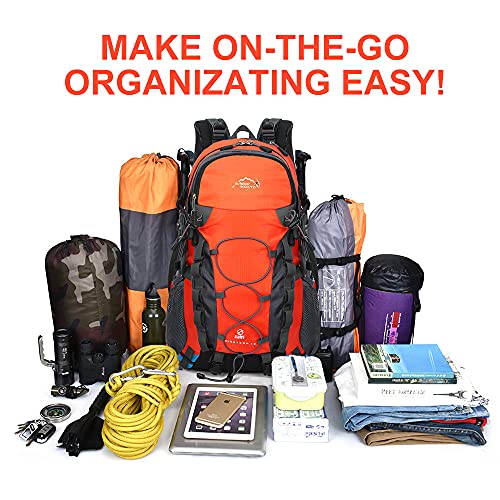 INOXTO lightweight Hiking Backpack 35L/40L Hiking Daypack with Waterproof Rain Cover for Travel Camping Outdoor Men and Women - color: 40l Orange
