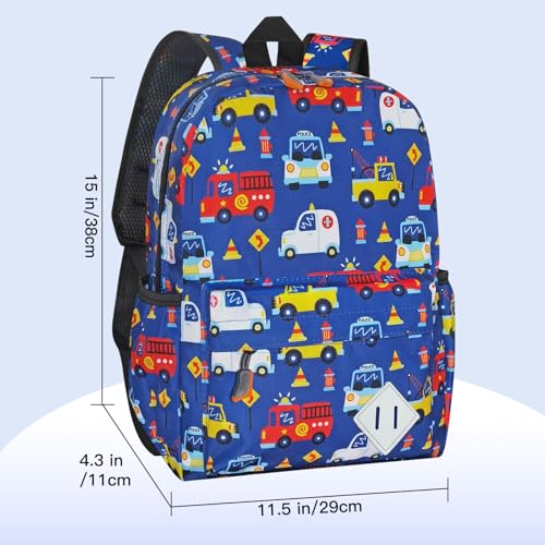 Kids Backpack for Girls Boys - 15 Inch Cute Cars Little Kids Backpack Waterresistant Toddler Preschool Kindergarten School Bag for Aged 3-8, Dark Blue - color: Dark Blue