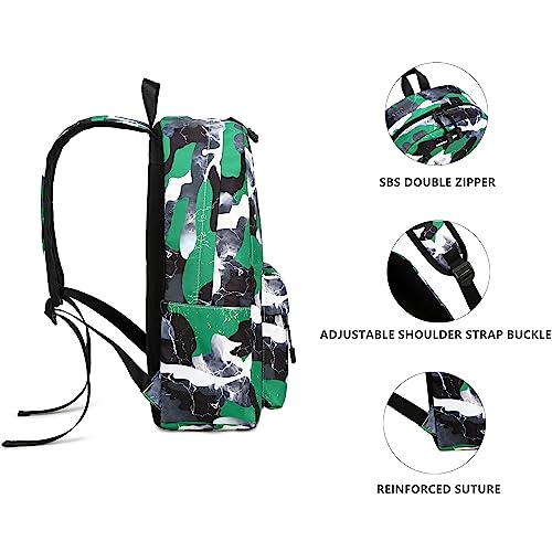 Lmwzh Backpack For Boys Girls Elementary Waterproof teen School Bags Kids Bookbag Lightweight Camo Green - color: Green