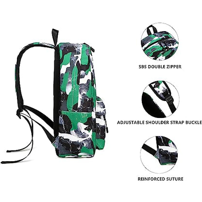 Lmwzh Backpack For Boys Girls Elementary Waterproof teen School Bags Kids Bookbag Lightweight Camo Green - color: Green