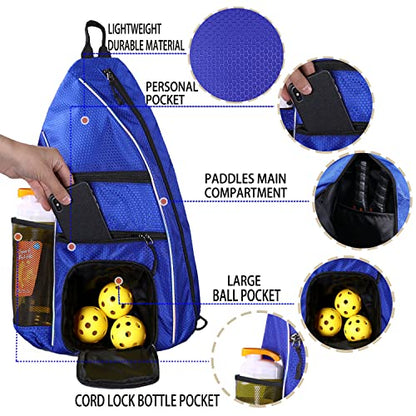 Pickleball Bag - Pickleball Bags for Women Men - Pickleball Backpack - Travel Pickleball Paddle Case, Pickle Ball Bag for Pickleball Paddle Tennis Racket, Protable Pickleball Sling Bag - color: Blue