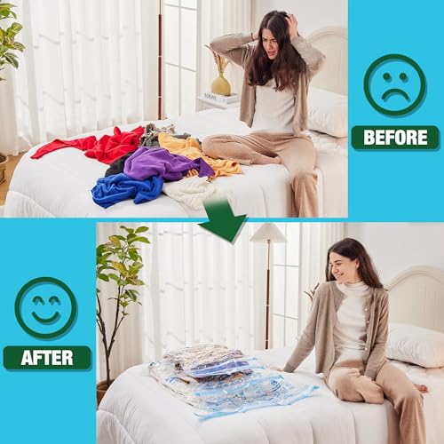HIBAG Vacuum Storage Bags, 10 Space Saver Bags, Polyethylene (PE), Jumbo & Large Sizes, Zipper Closure, Vacuum Sealed, Ideal for Clothing & Bedding - size: 5 Jumbo 5 Large