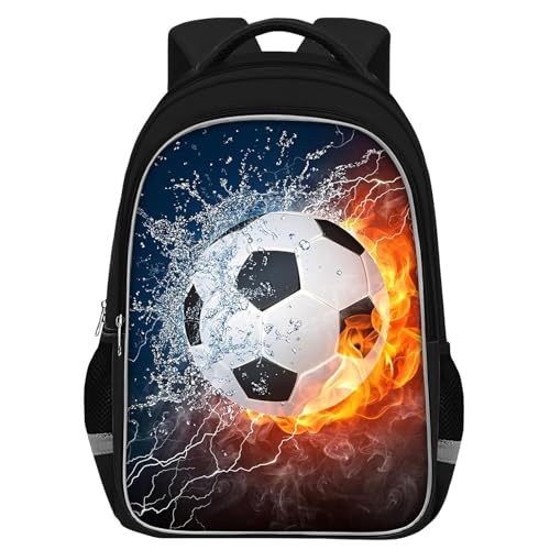 TILYTADLY School Backpack for Boys - Soccer Boys Backpack for Kids Children Teens Elementary Middle School - Students Bag for Ages 6-18,17″Bookbag Multifunctional Large Capacity - color: Soccer-08-backpack Only