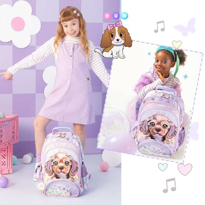 Kids Backpack for Preschool Kindergarten Elementary School,16 inch Cute Dog School Backpack for Girls 4-12 years Lightweight Kawaii - color: Happy Dog